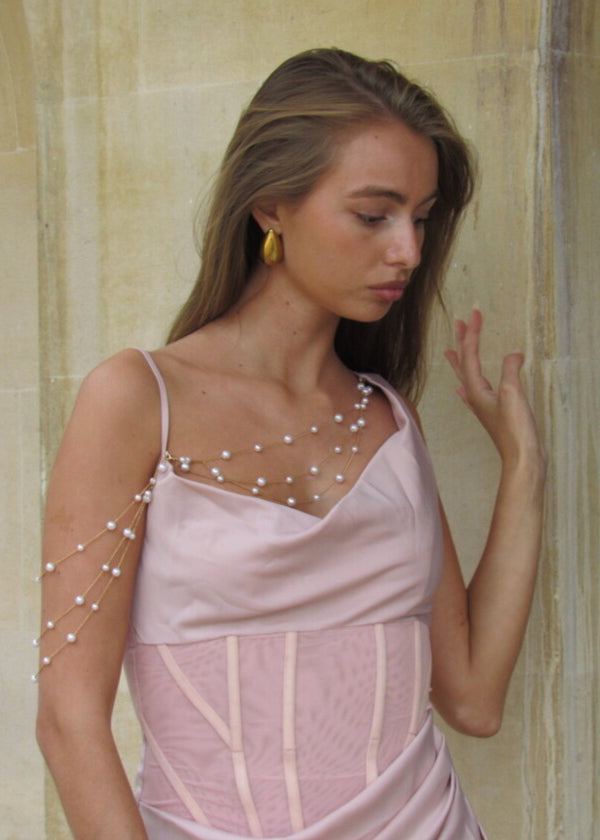 Pearl Draped Maxi Dress