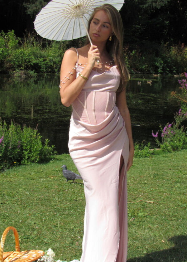 Pearl Draped Maxi Dress