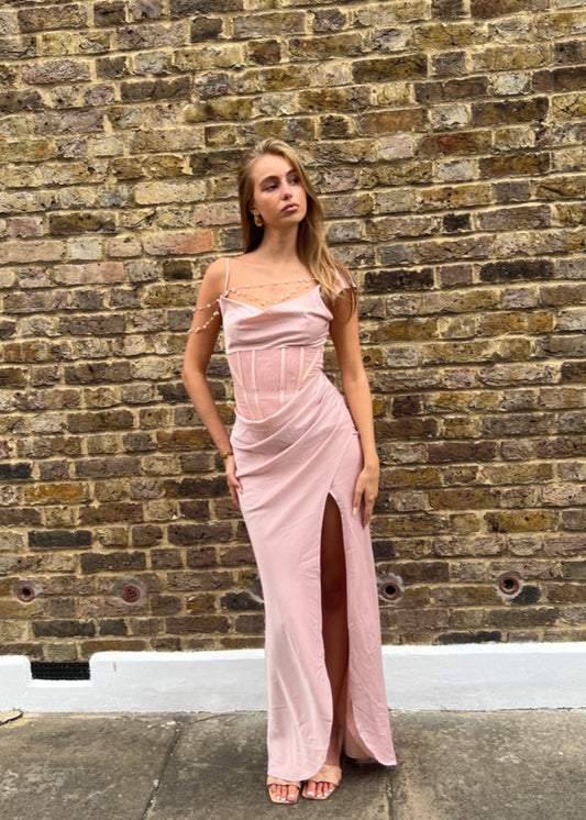 Pearl Draped Maxi Dress