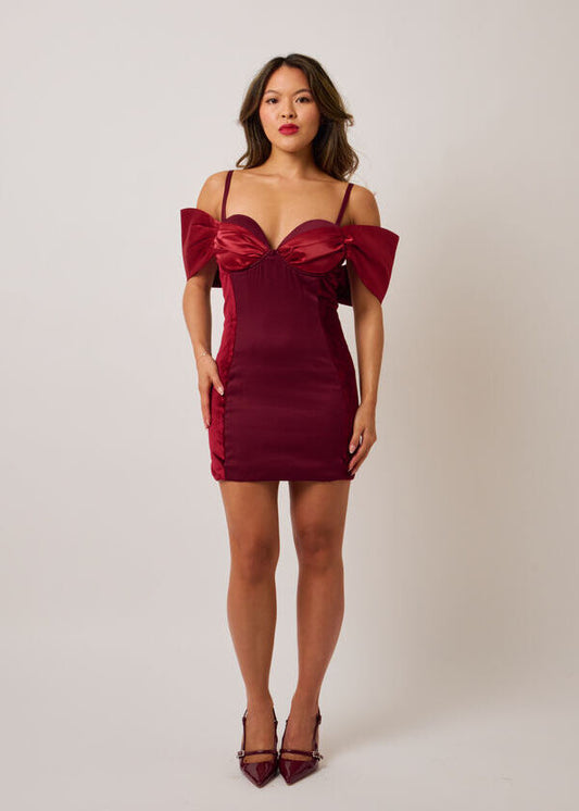 Velvet Mini Dress - Burgundy