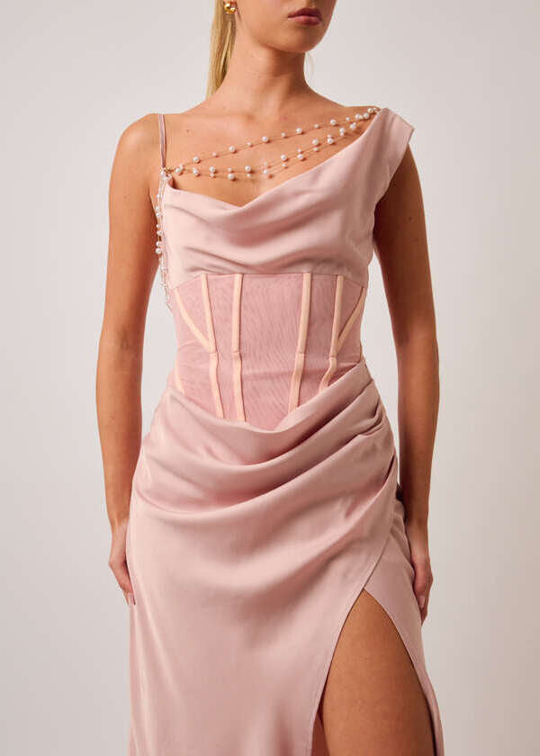 Pearl Draped Maxi Dress