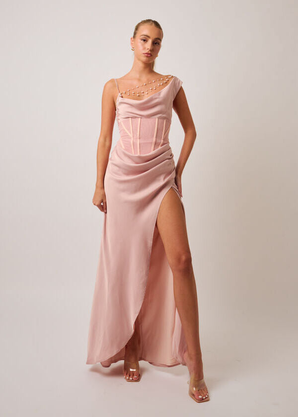 Pearl Draped Maxi Dress
